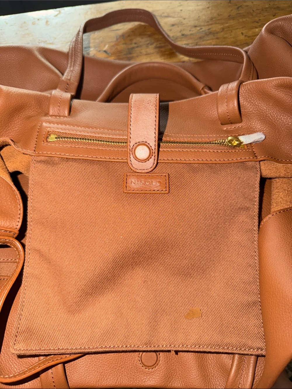 Nisolo Cognac Leather Tote with Double Handles - Picture 3 of 3